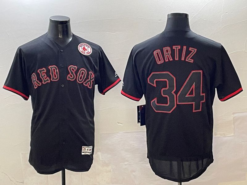 Men Boston Red Sox #34 Ortiz Black Fashion Elite 2025 Nike MLB Jersey style 3